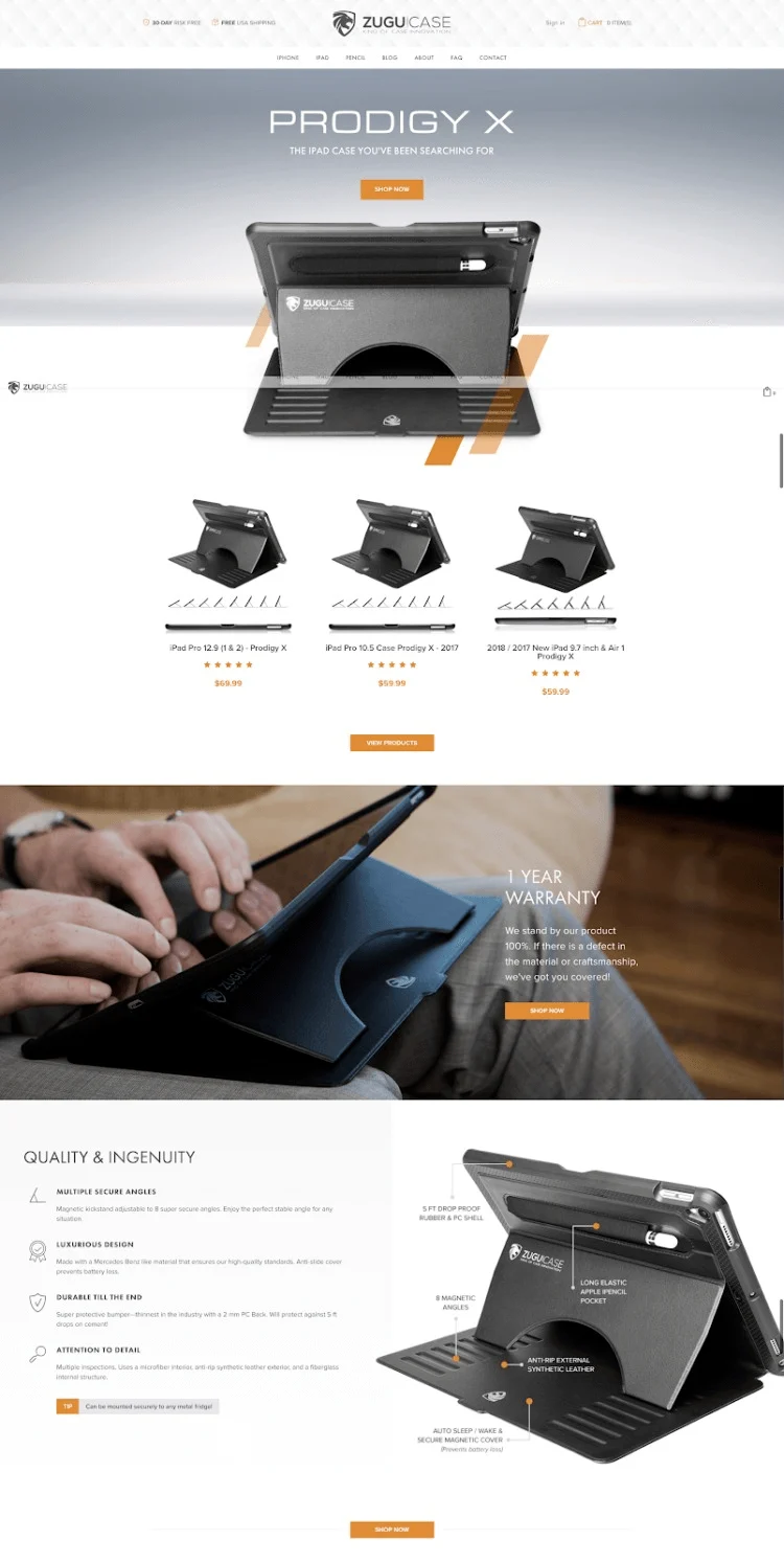 Zugu Case Prodigy X iPad cover showcasing features and design