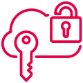 Illustration of a cloud with a key and lock symbolizing security.