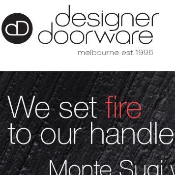 Designer Doorware logo with tagline and text on black background