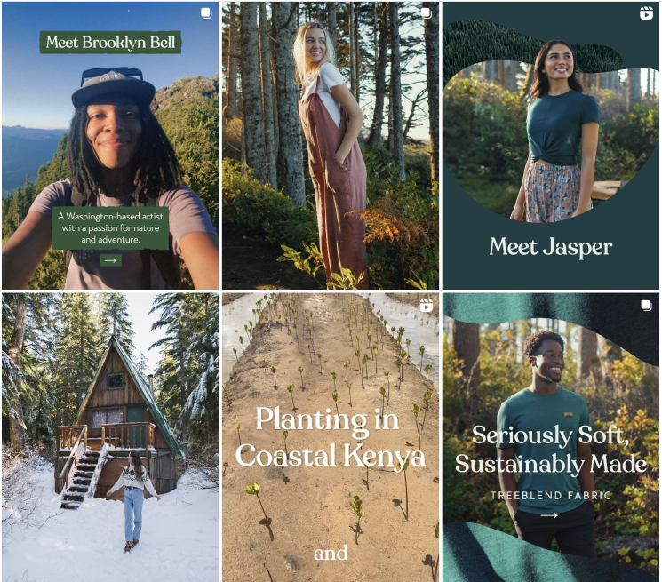Collage of outdoor scenes with people, nature, and sustainability themes.