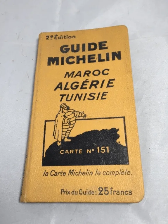 Vintage Michelin Guide cover for Morocco, Algeria, Tunisia, 1950s edition.