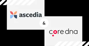 Logos of Ascedia and Core DNA side by side on a light background.