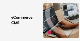 Person working on eCommerce CMS coding on a laptop with another laptop displaying a web page.