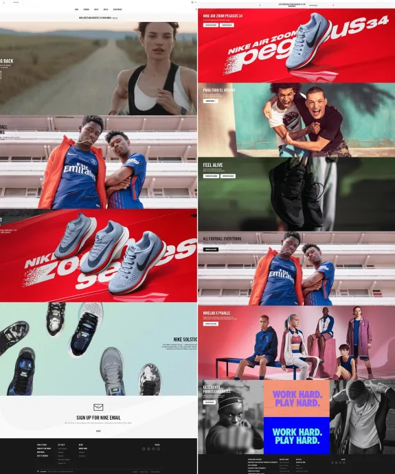 Collage of Nike sportswear advertisements featuring shoes, athletes, and slogans.