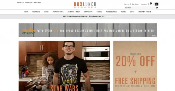 BoxLunch Star Wars promotion with two people in a kitchen setting.
