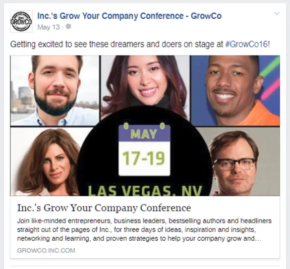 Promotional image for Inc.'s Grow Your Company Conference in Las Vegas, May 17-19.