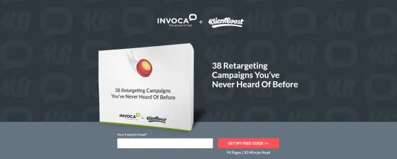 Guide cover for 38 Retargeting Campaigns You've Never Heard Of Before by Invoca and KlientBoost.
