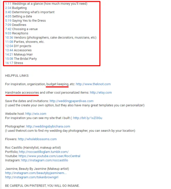 Wedding planning timeline with helpful links for budgeting, venues, and more.