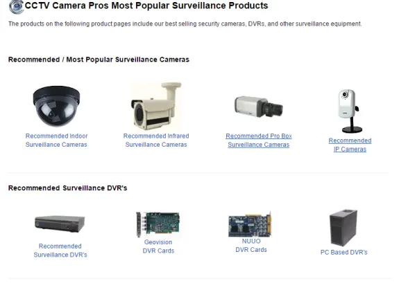 CCTV Camera Pros recommended surveillance cameras and DVR products.