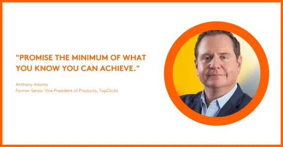 Motivational quote with businessman profile on orange and white background.