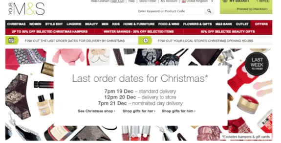 Marks & Spencer Christmas order deadlines for December 19, 20, and 21, 2023.
