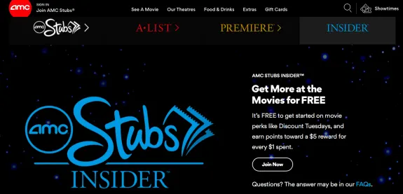 AMC Stubs Insider membership promotion offering movie perks and rewards.