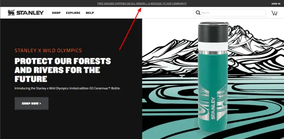 Stanley Wild Olympics bottle campaign promoting forest and river protection.