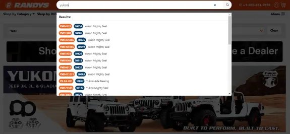 Randys website search results showing Yukon Mighty Seal products.