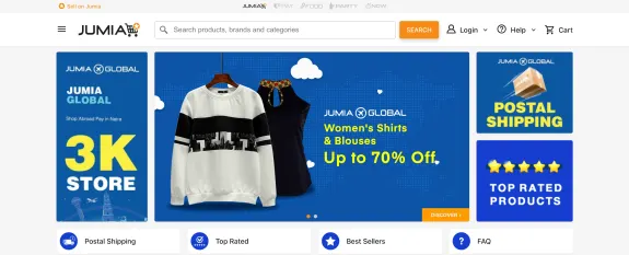Jumia Global promotion with women's fashion discounts and 3K store offer.