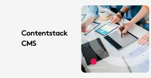 Designers collaborating with tablet and sketches at Contentstack CMS meeting.