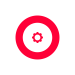 Red gear icon on a white background