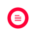 Red circle icon with horizontal text lines on a white background