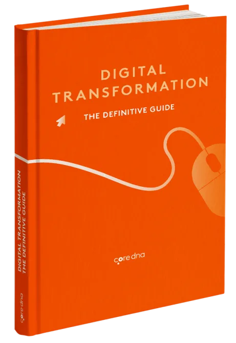Orange book cover titled 'Digital Transformation: The Definitive Guide' by coredna.