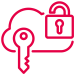 Illustration of a cloud with a key and lock symbolizing security.